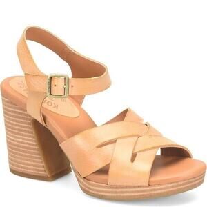 NEW Kork-Ease Hutton Leather Ankle Strap Platform Sandals Yellow Women's 9